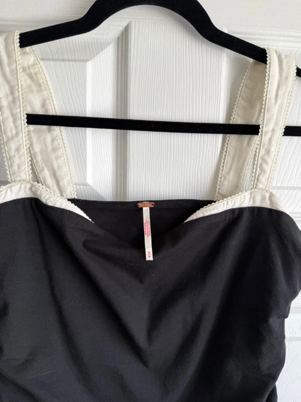 Free People 2 Tone Tank Top Black White Ruched Size M